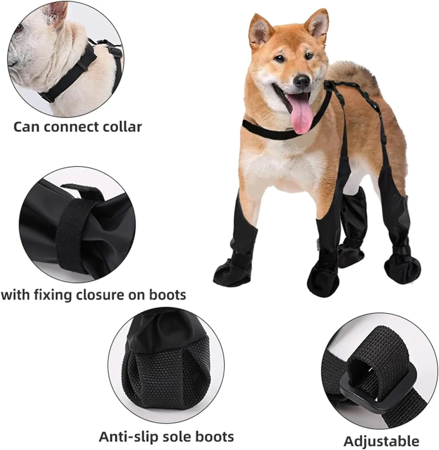 2025 Anti-Slip Dog Shoes Pet Paw Protector Dog Rain Booties Dirty-proof Anti-fall Dog Outdoor Dog Suspender Sock Shoes 251209w