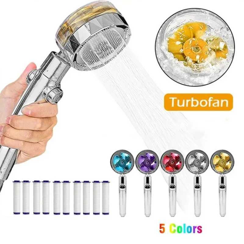 360 Degrees Rotation Handheld Turbo Fan Shower Head High Pressure Water Saving Spray Adjustable Filters Bathroom Accessories C251220