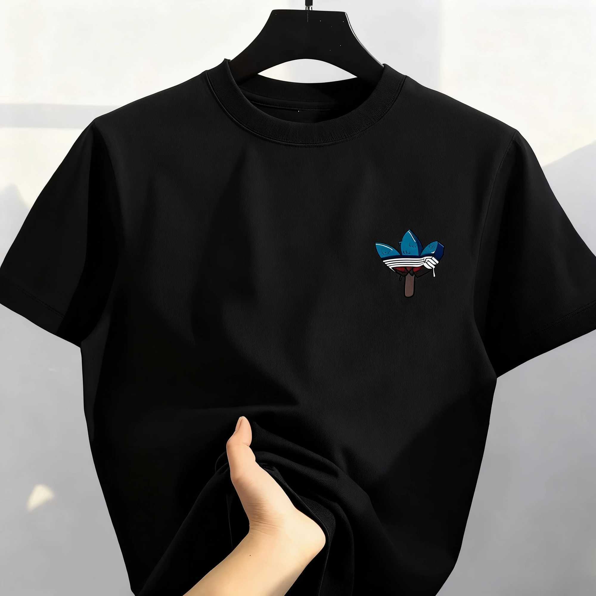 2025 New Best-selling Korean Street Pure Cotton Cartoon Printed Round Neck Heavy Mens and Womens Short-sleeved Leisure T-shirt C251220