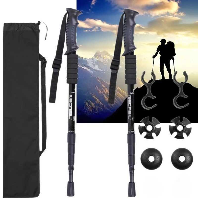 2pcs/lot Trekking poles hike walking stick nordic walking cane Aluminum ski camp telescopic baton outdoor hiking poles crutches G251220
