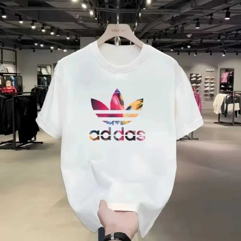 2025 Summer and autumn simple and trendy machine-printed T-shirt loose and casual short-sleeved mens and womens sportswear top C251220