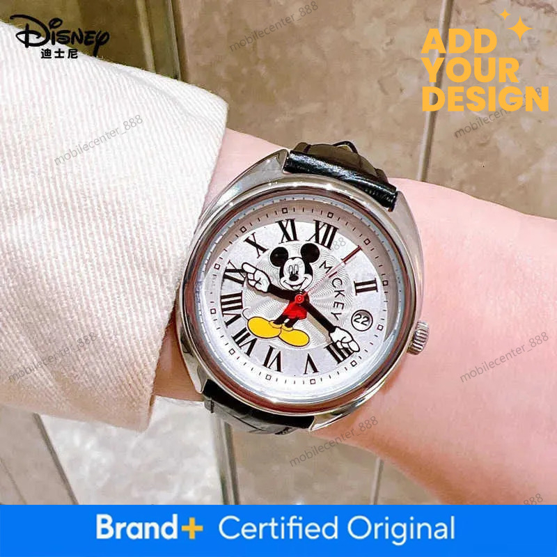 Disney custom Mickey Mouse Children Watches Luminous Leather Quartz Wristwatch Boy Girls Birthday Gift Student Clock Young Men Women H251029
