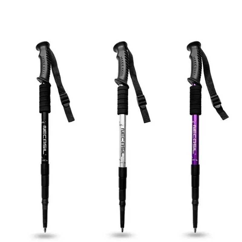 1pc Aluminium Alloy Teleskopic Stick Hiking Poles Basto De Trekking Walking Stick Ultralight Absorber Walking Cane Alpenstock G251220