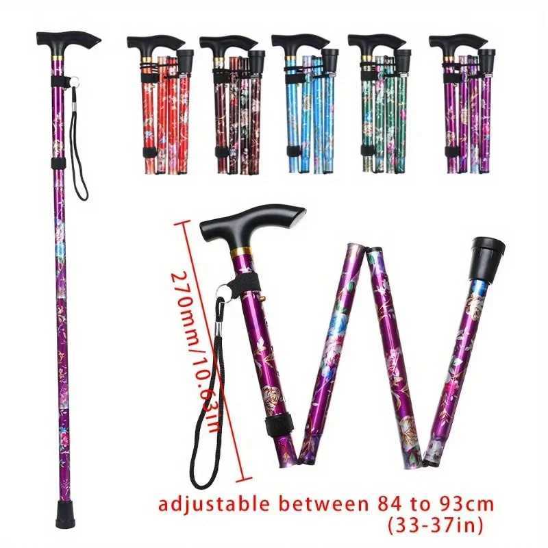 Collapsible Elderly Care Gift for Adults Elder Hiking Poles Non-slip Crutches Telescopic Walking Cane Folding Trekking Stick G251220