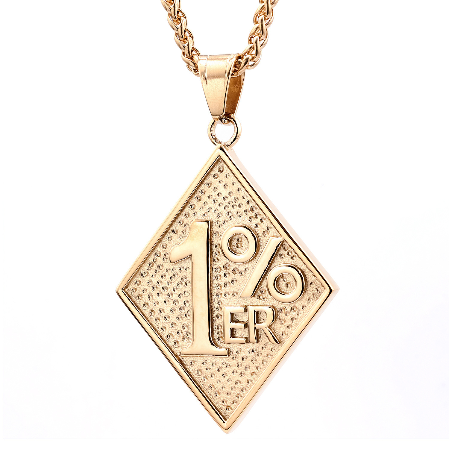 Free shipping 1%er Diamond-Shaped Retro Luxury Metal Necklace Personality Trendy Cool Street Style Men's Fashion Niche Logo Pendant