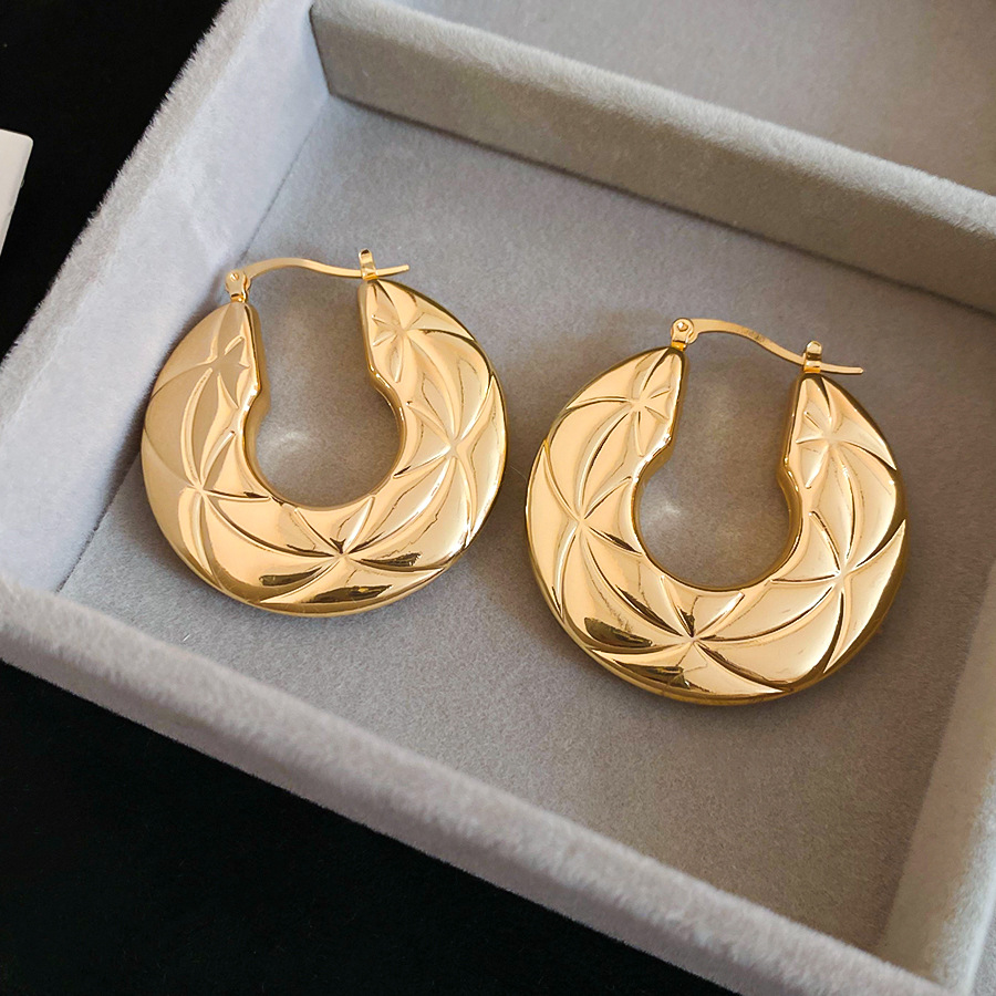 Metallic Smooth Round Texture Simple Fashion Design Sense Niche Luxury High-end Earrings - view 5