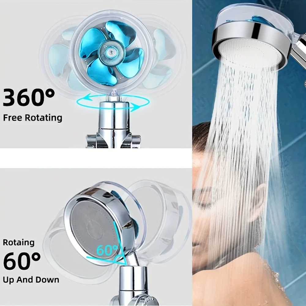1pcs High Pressure Shower Head Handheld Turbo Fan Shower With 6 Pcs Filter Cotton Hydro Jet Shower Head Kit C251220