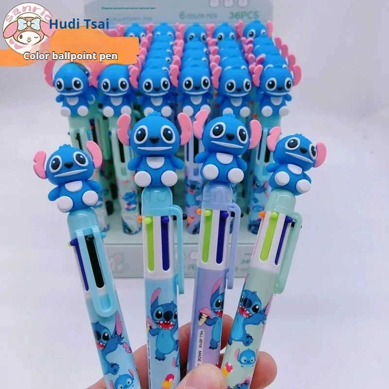Disney 36pcs ballpoint pen animation cartoon stitch Lilo 6 color marker 05mm kids painting promotional pen stationery gifts H251220