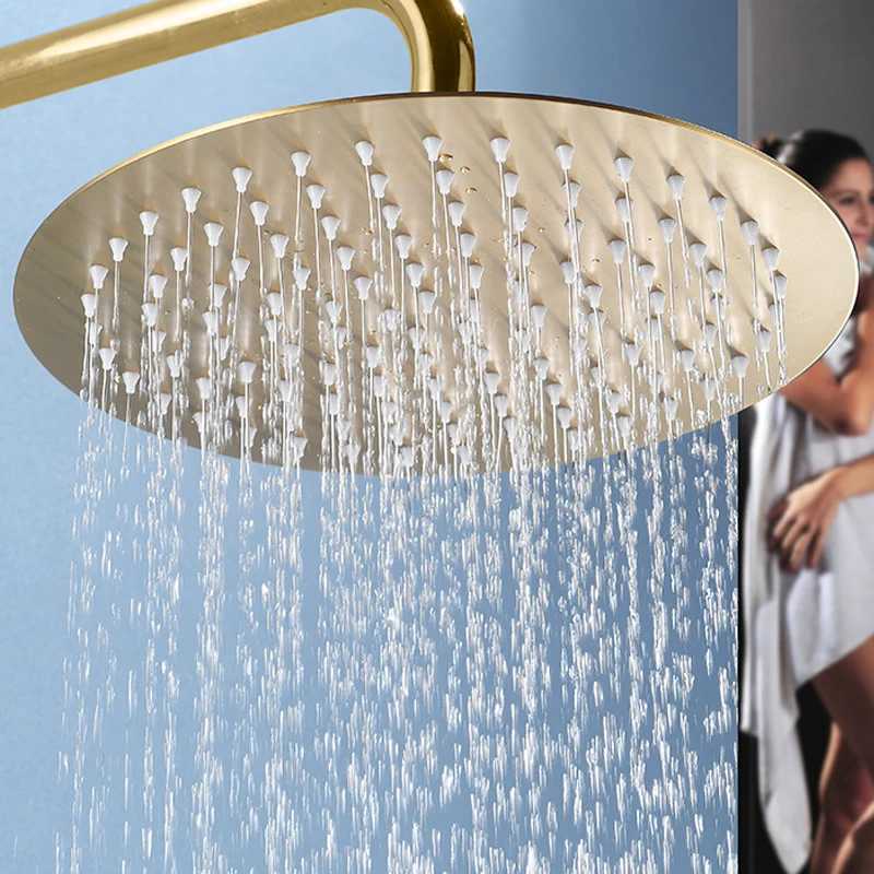 Top 1 Luxury Rushed Gold Shower Head Sus 304 Stainless Steel Bathroom Pressurized Rainfall Top Faucets Showers Heads Accessories C251220