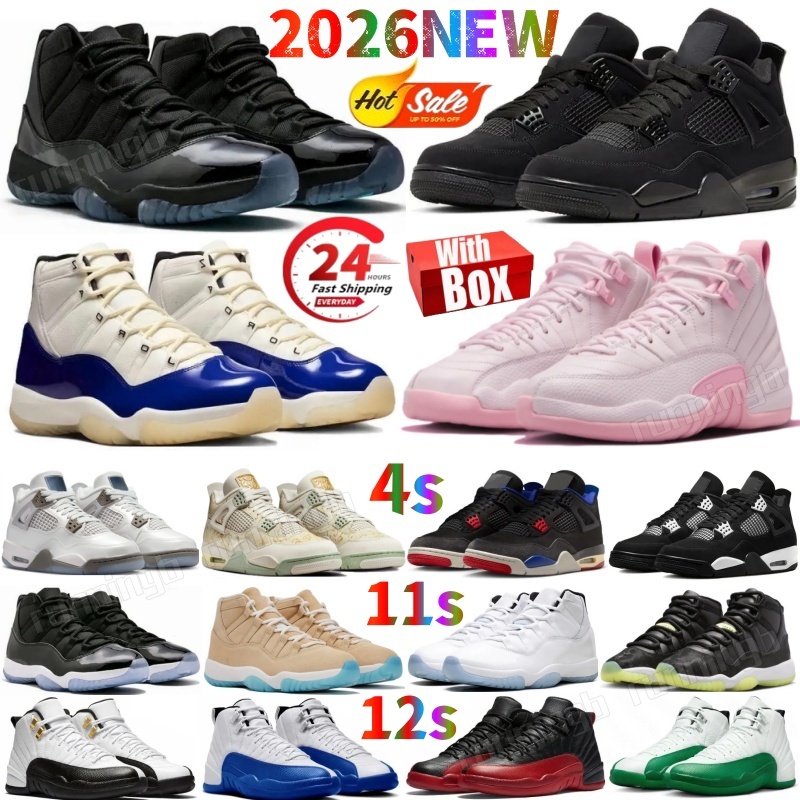 Designer Basketball Shoes 4s 11s 12s New Black cat Gamma Blue White Thunder Rare Bred Space Jam Legend Cool Grey Flu Game Taxi Mens Womens Outdoor Trainers Sneakers