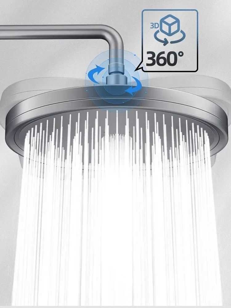 6 Modes Big Panel Rainfall Shower Head High Pressure Top Rainfall Shower Heads Shower Faucet Silver Bathroom Accessories C251220
