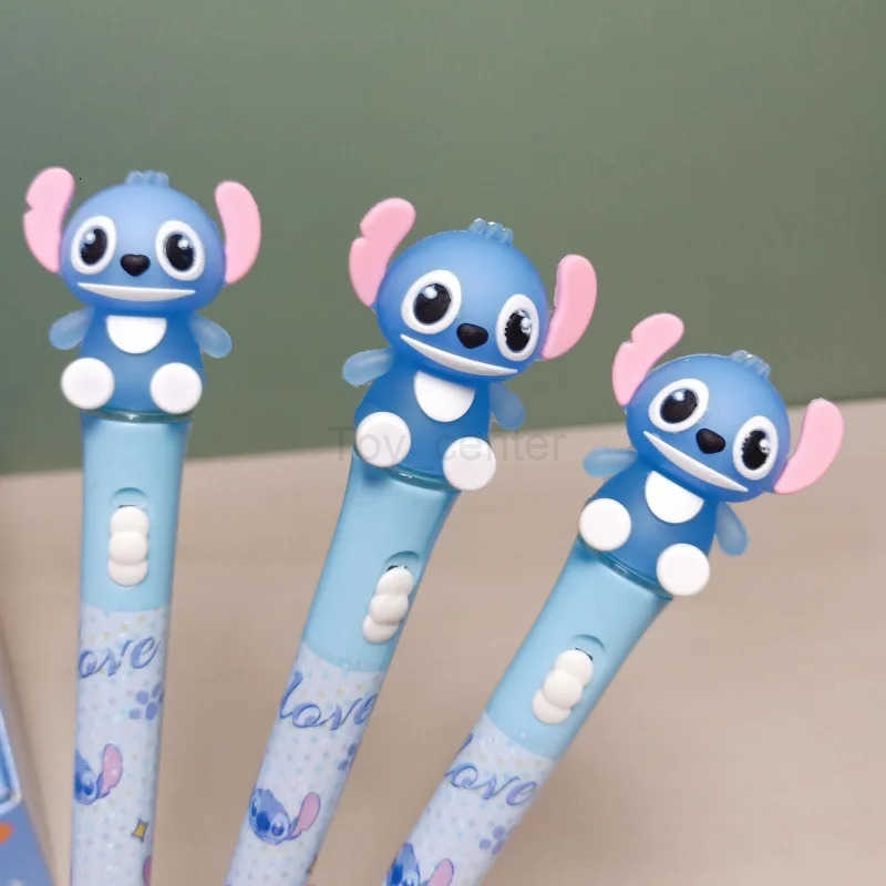 Disney 6/36pcs silicone Stitch luminous gel pen Lilo and Stitch LED light pen with light signature pen stationery gift wholesale H251220