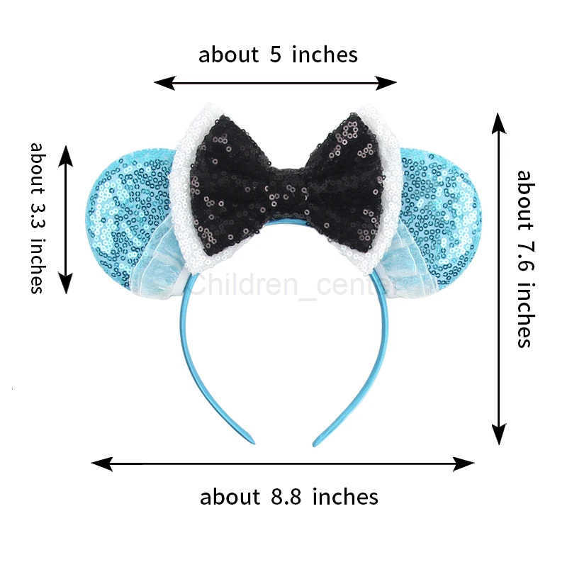Disney 2023 Trip Mickey Ears Headband For Girls Women Sequin Castle 5Bow Hairband Festival Party Cosplay DIY Hair Accessories H251220