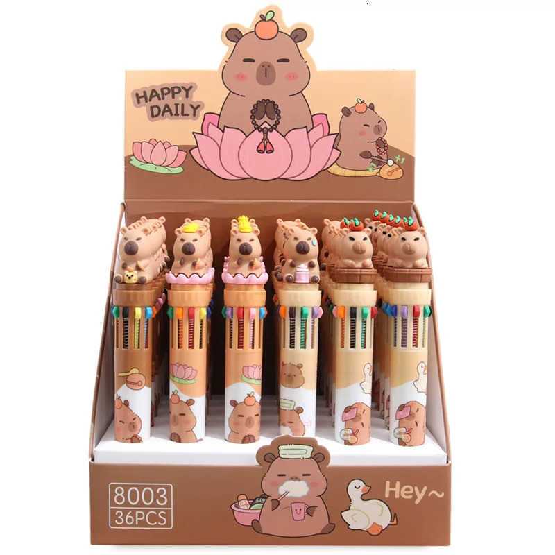 Disney Stitch 6/36pcs Ballpoint Pen Cartoon 10 Color Marker 07Kids Graffiti Multicolor Hand-held Pen Students Learn Stationery H251220