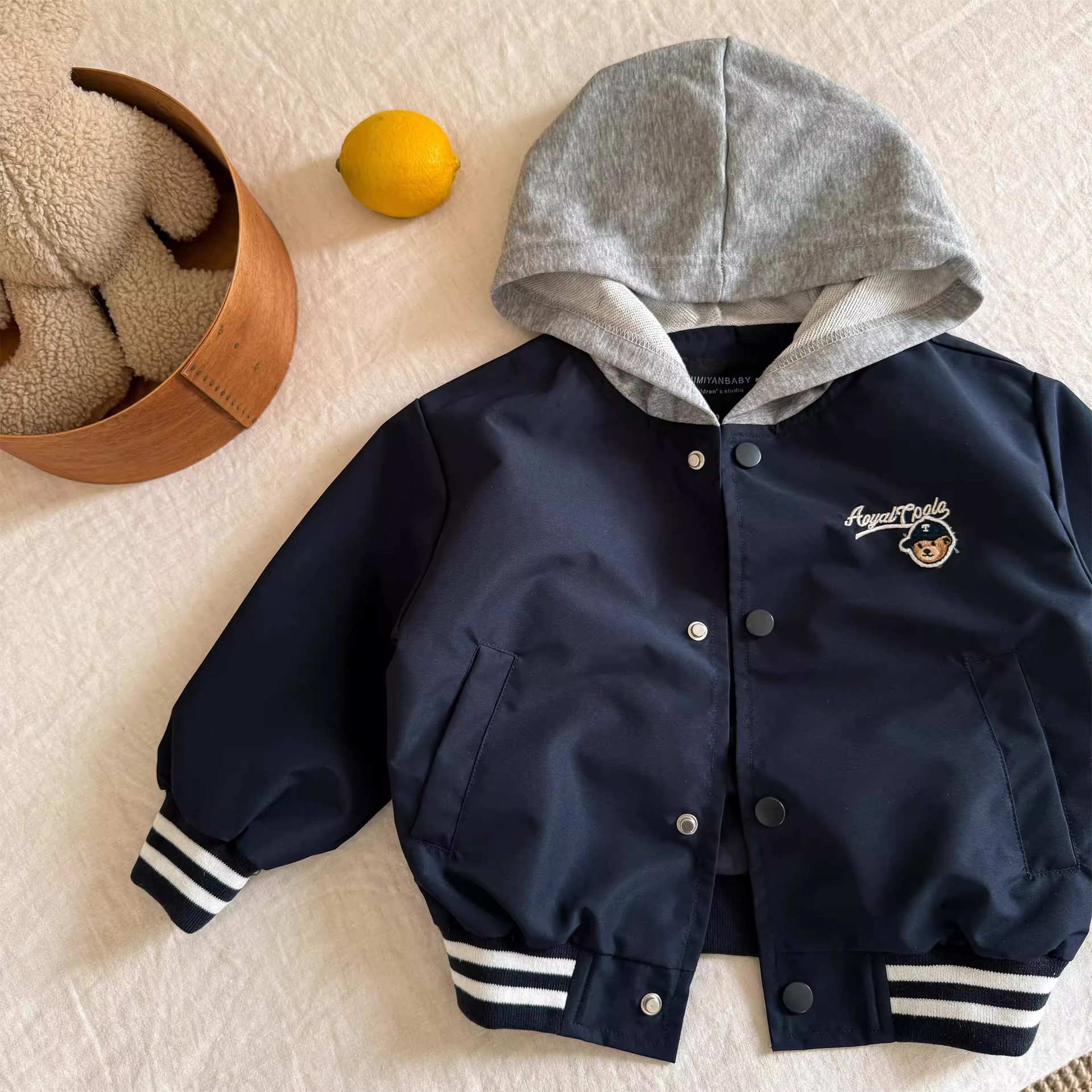 Designer Kids Jackets 2026 Kids' Stylish Baseball Jacket, Cartoon Embroidered Hooded Coat Spring Autumn Boy Girl Cool Outerwear Free Shipping - view 3