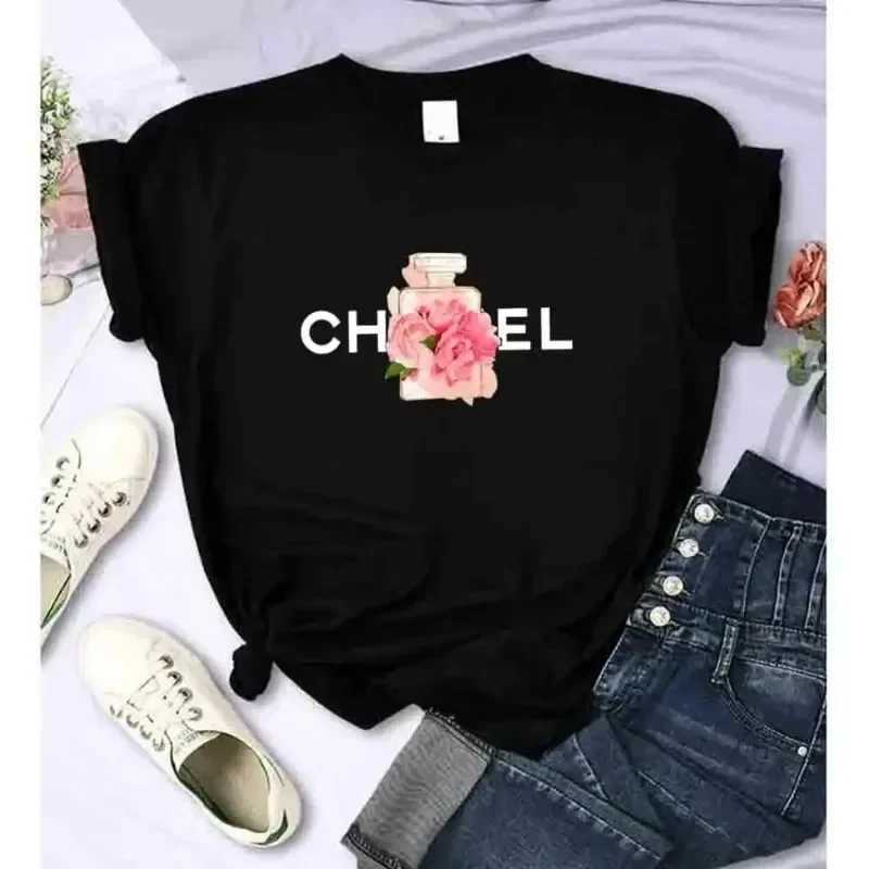 Summer Fashion Brand Printed Womens T-Shirt Alphabet Flower Perfume Shirt Pattern T-Shirt Short Sleeve Top C251220