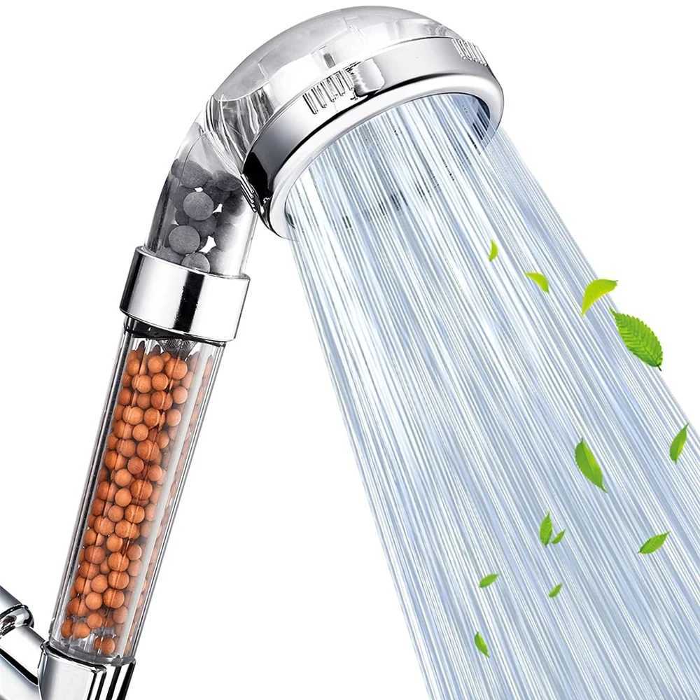 Filtered Shower Head ABS High Pressured Water Saving Spray Handheld Clear Shower Heads SPA With Filter Beads for Bathroom C251220