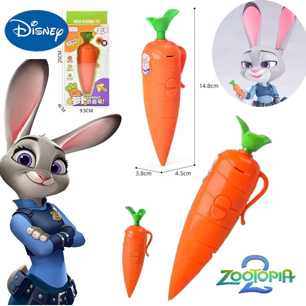 Disney NEW Zootopia Judy Carrot-Shaped 2-in-1 Voice Recorder Ballpoint Pen 60Sencond Recording Function Stationery Ballpoint Pen H251220