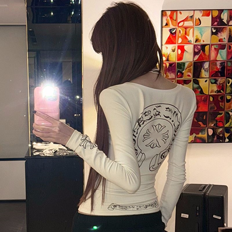 2026 women t shirt Designer long sleeve top high quality Tees new base shirt personality crop tops Luxury tshirt Elegant Womans white Slender-Fit Pullover Sweatshirt