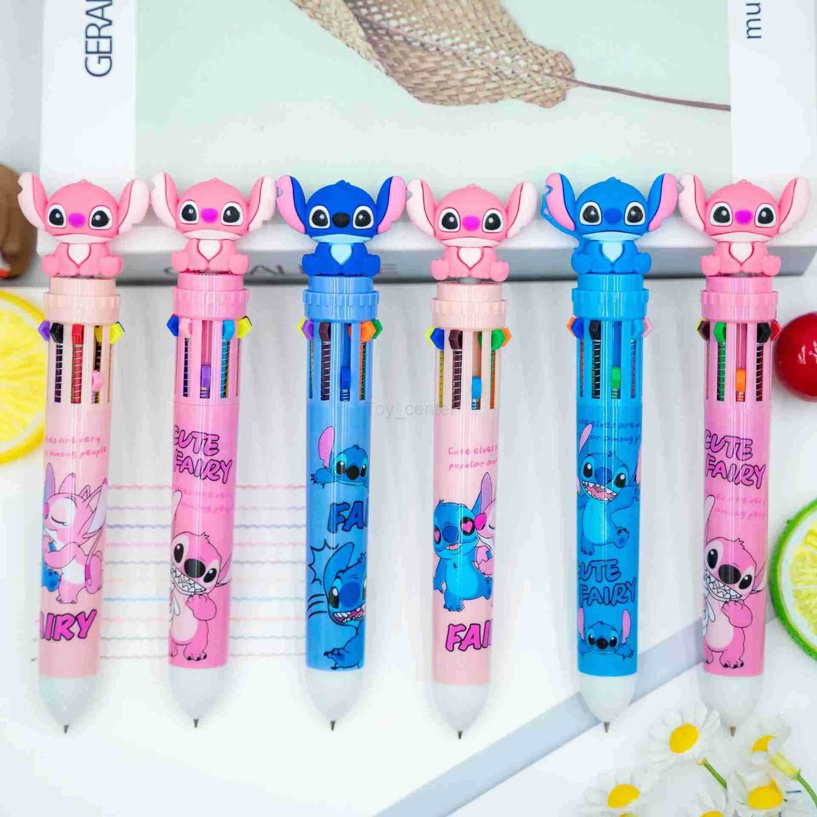 Disney 6/12/36 Pcs Cartoon Stitch Doll 10 Colors Ballpoint Pen Student Supplies Stationery Wholesale H251220