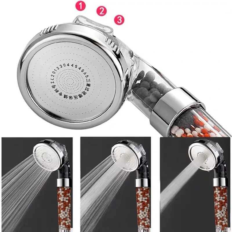 3 Functions High Pressure SPA Shower Head Water Saving Handheld Rainfall Bathroom Accessory Anion Filter Shower C251220