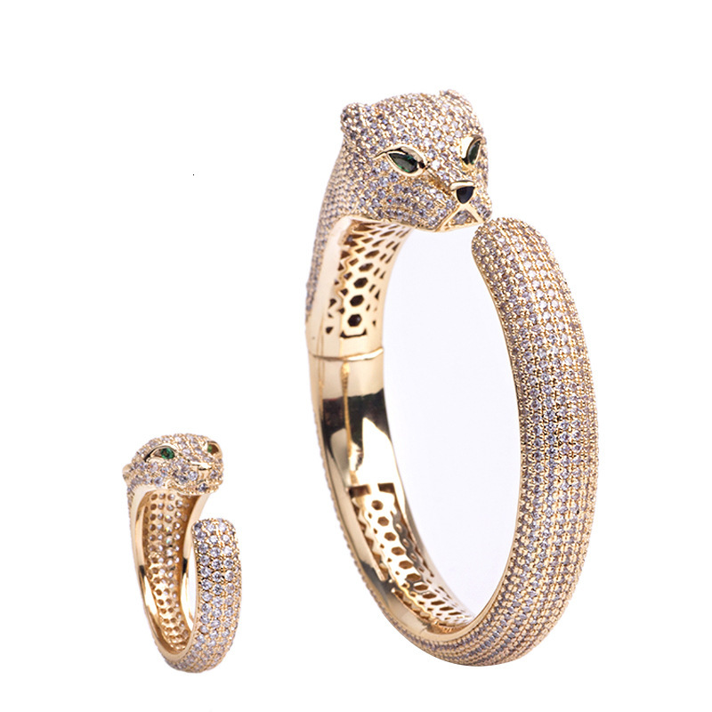 Attract Luck Jewelry And Gold-Plated Diamond Leopard Head Full Zircon White Gold Personalized Women's Bracelet Wholesale