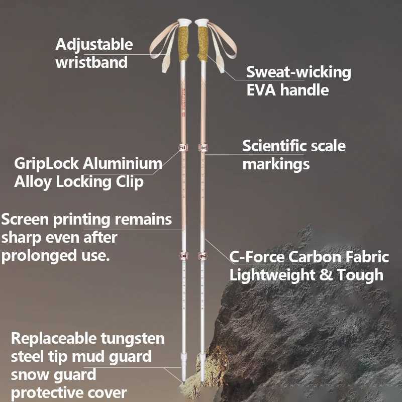 Naturehike 2025 Light Trail 5-EXT Five-Section Carbon Fibre Folding Trekking Pole Portable Storage Multi-Scene Support Pole G251220