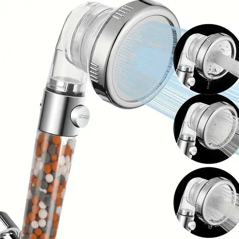 New 3-mode Negative Ion Booster Filter Shower Head One-button Water Stop Handheld Water-saving Bathroom Accessories Set C251220