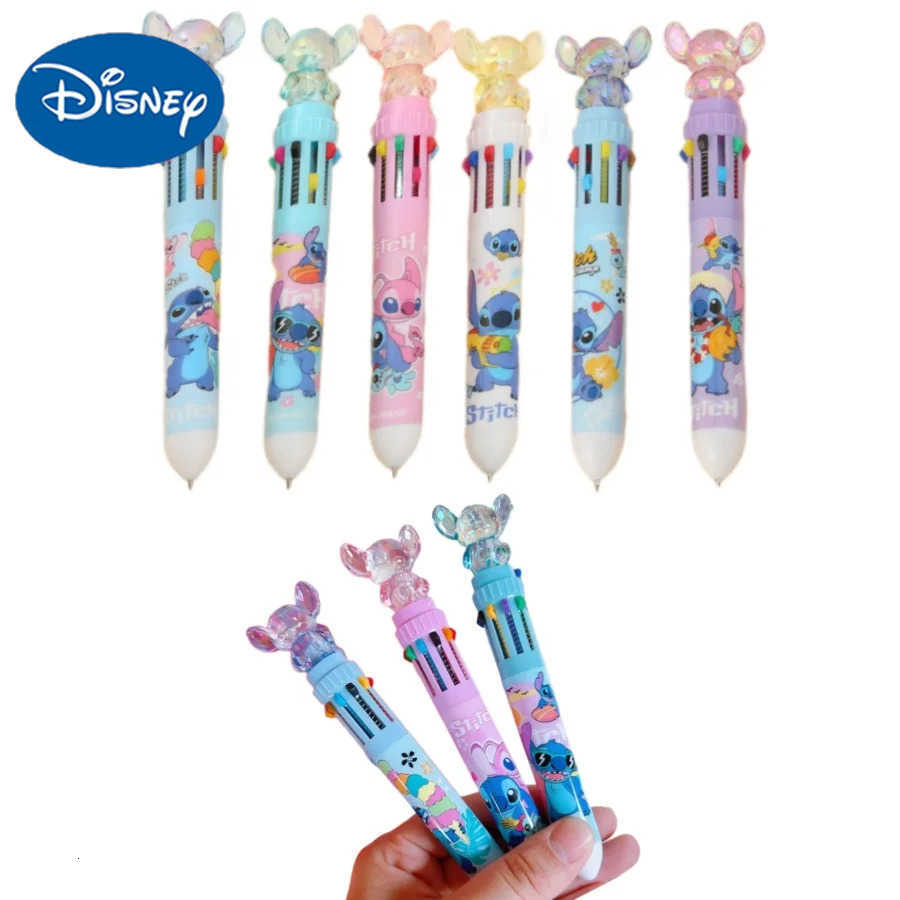 Disney 1/2/3pcs Stitch random style Press Ten Color Ballpoint Pen CartoonPen Stationery prefect for Christmas gift H251220