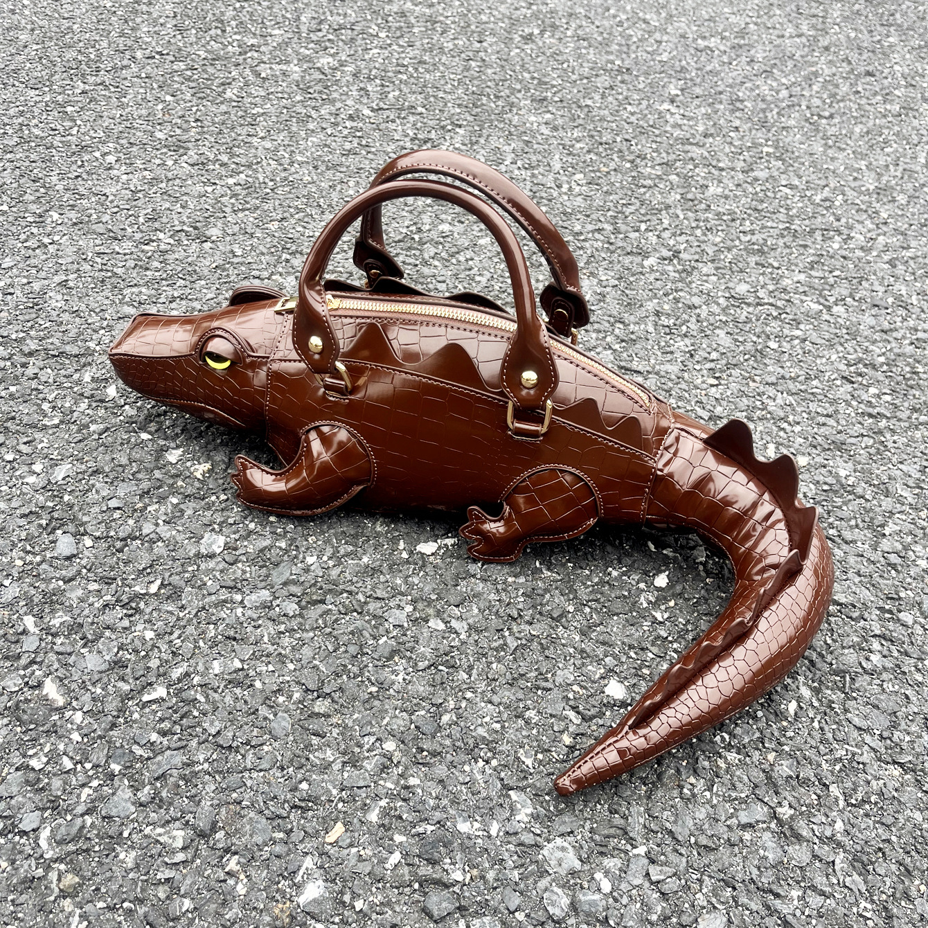 BrandName Croc Print Top Handle Bags Convertible Shoulder Purses with Unique Punk Style Design for Women 1100368158