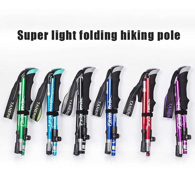 1Pc 5 Section Outdoor Telescopic Folding Trekking Pole Camping Portable Walking Hiking Stick For Elderly Easy Put Into Bag G251220