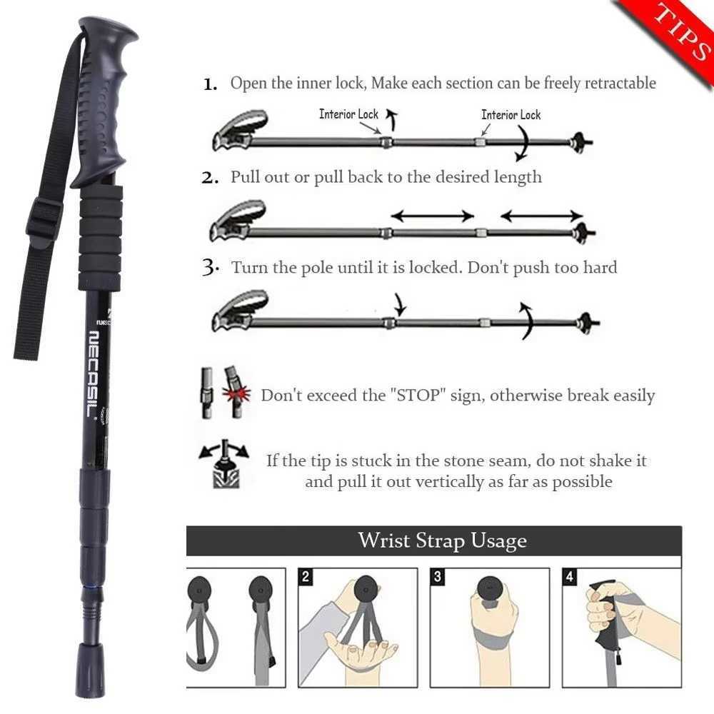 2pcs/lot Trekking poles hike walking stick nordic walking cane Aluminum ski camp telescopic baton outdoor hiking poles crutches G251220