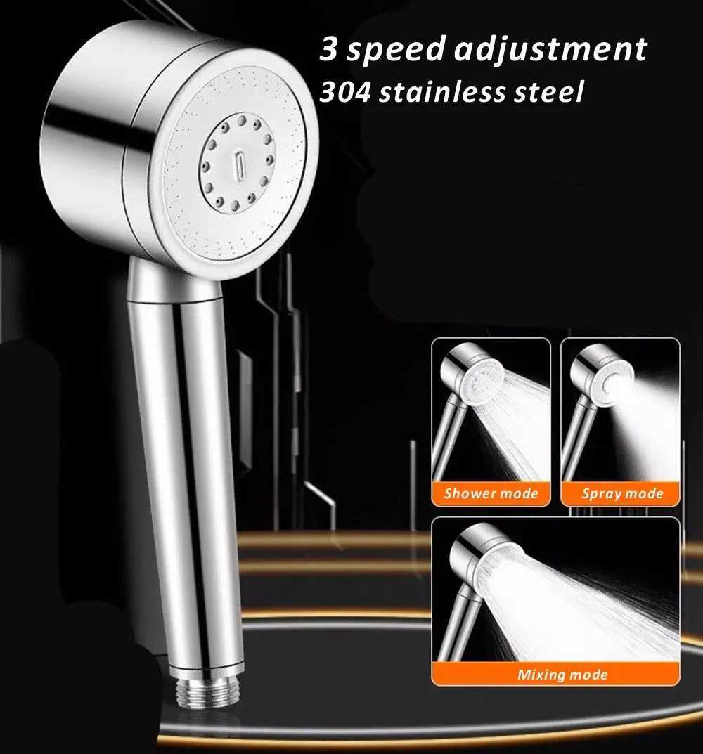 Upgraded 304 Stainless Steel High Pressure Shower Head 3 Modes Large Flow Sprayer Anti-Fall Shower Faucet Bathroom Accessories C251220