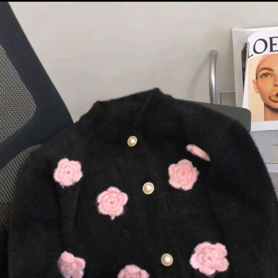Designer Fashion 2026 Autumn Winter Fashion Womens Cardigan Sweaters Fall Oversized Flower Open Front Knit Sweaters Sweet Cardigan Sweaters for Women - view 3