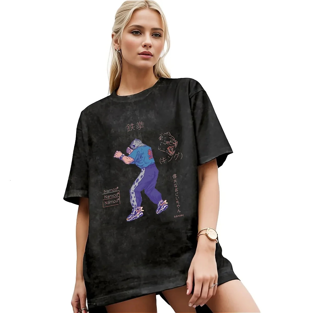 Mens T Shirt Tekken 8 Washed T-Shirts Trendy Cool Game Summer Tee Shirt Y2K Retro Custom Casual Tops Gift Idea 251211