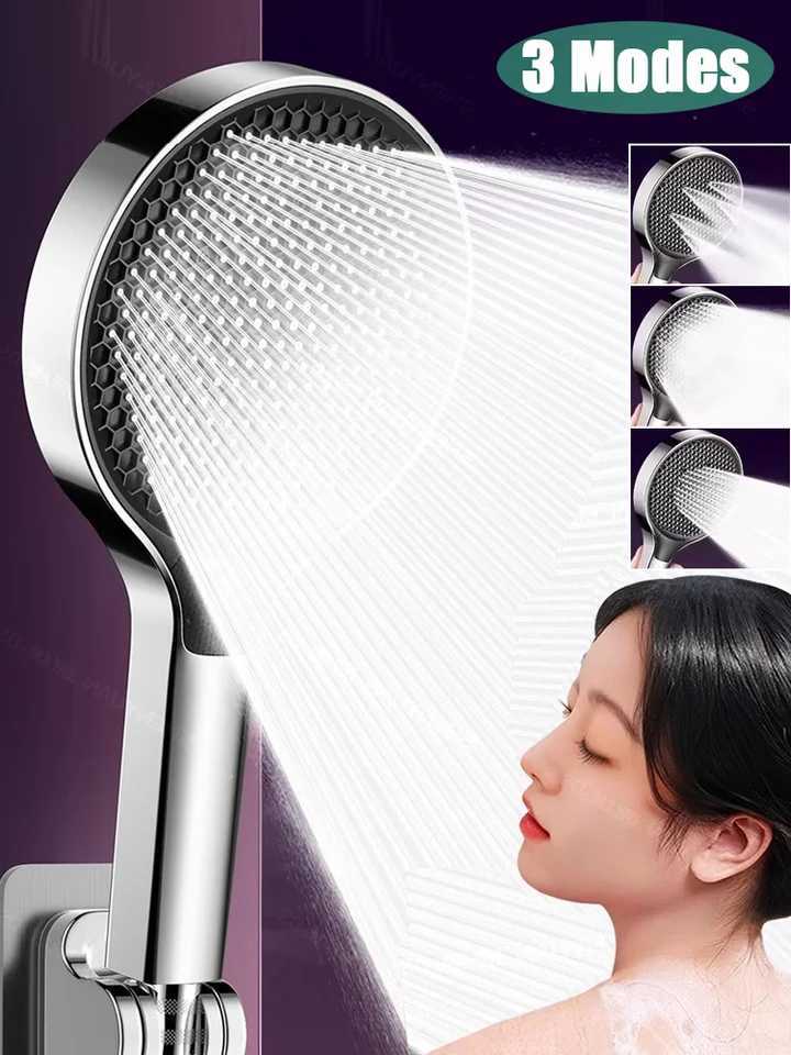 Upgraded 15CM Big Panel Massage Spa Pressurized Shower 3 Modes High Pressure Rainfall Shower One-Key Stop Handheld Shower Head C251220