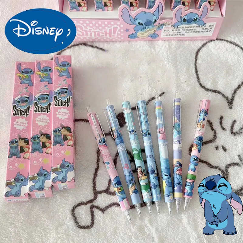 Disney 1/4pcs Anime Stitch Pen Kawaii Lilo Stitch Black Neutral Pen Cartoon 05mm Press Gel Pen Student Stationery H251220