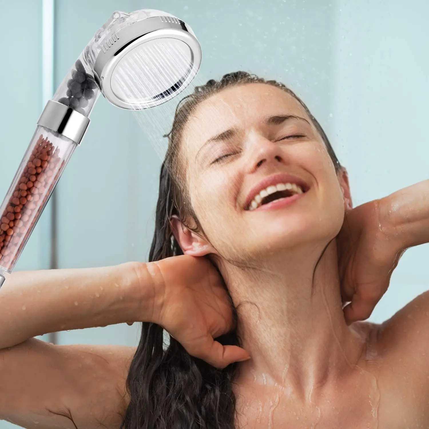 Zloog New 3 Modes Shower Head High Pressure Water Filter Shower Mineral balls Showerhead for Bathroom Anion Nozzle C251220