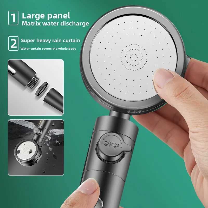 Filter Shower Head with 3 Spray Settings One-Touch Stop - High-Pressure Water Filtration Ergonomic Design for Ultimate Showe C251220