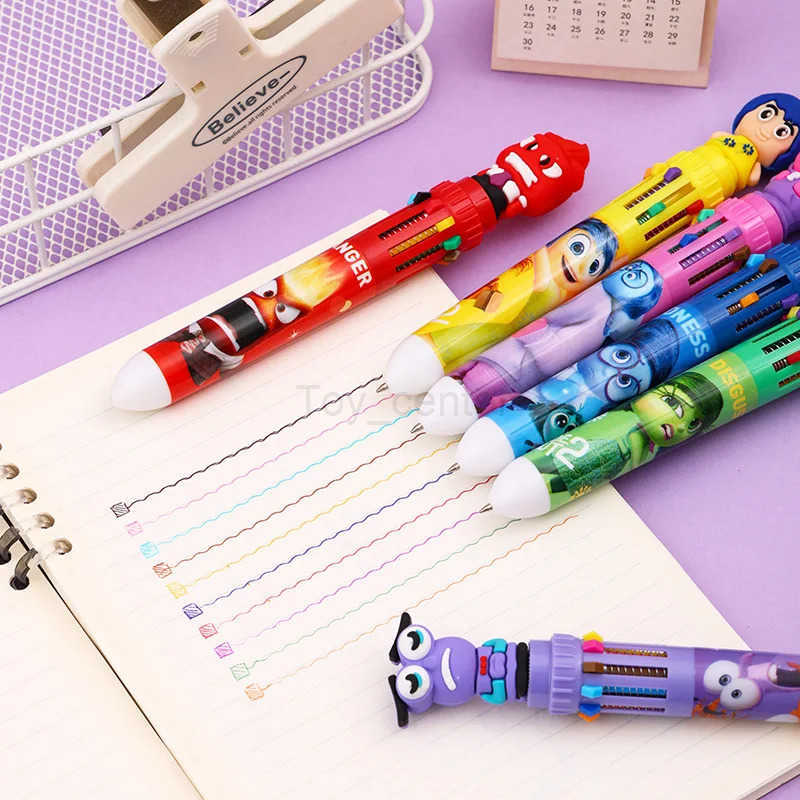 Disney 6/36pcs Cartoon Inside Out Doll 10 Colors Ballpoint Pen Cute Gel Pen Student Supplies Stationery Wholesale Gifts H251220