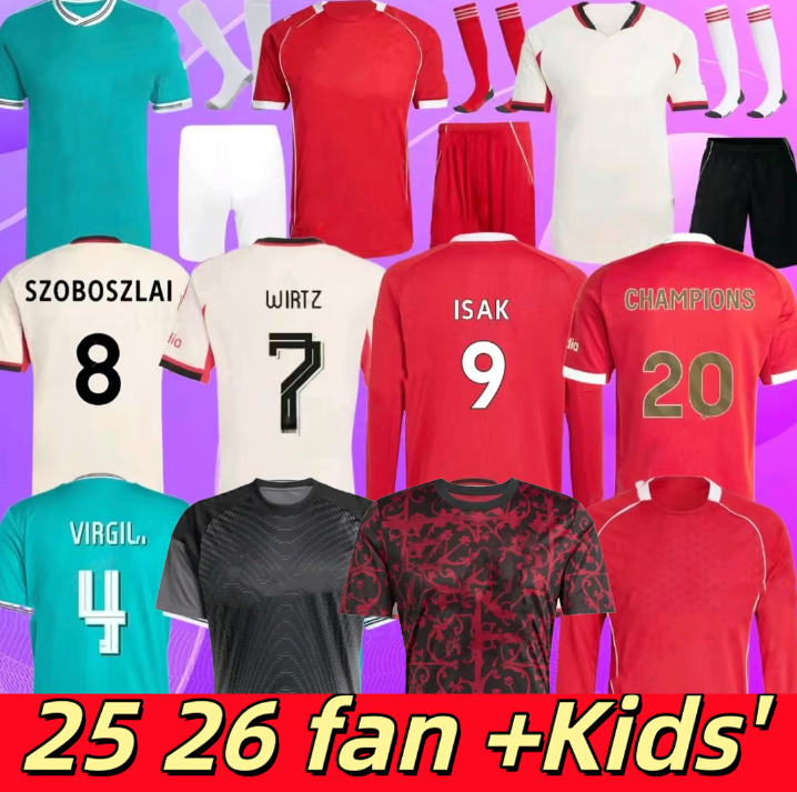 25 26 27 WIRTZ EkitikE ISAK soccer jerseys DIOGO J. frimpong Kerkez 2025 2026 Camiseta men kids football shirts home MAC ALLISTER uniforms special 95 Blackou New season