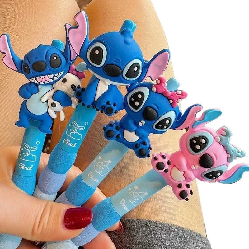 Disney Stitch 12pcs Ballpoint Pen Cartoon Set 05mm Black Variety Of Cute And Funny Doll Shape Press Study Office Stationery H251220