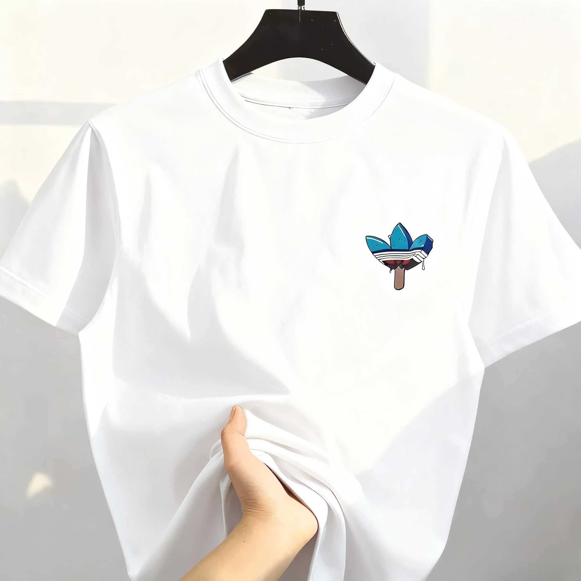 2025 New Best-selling Korean Street Pure Cotton Cartoon Printed Round Neck Heavy Mens and Womens Short-sleeved Leisure T-shirt C251220