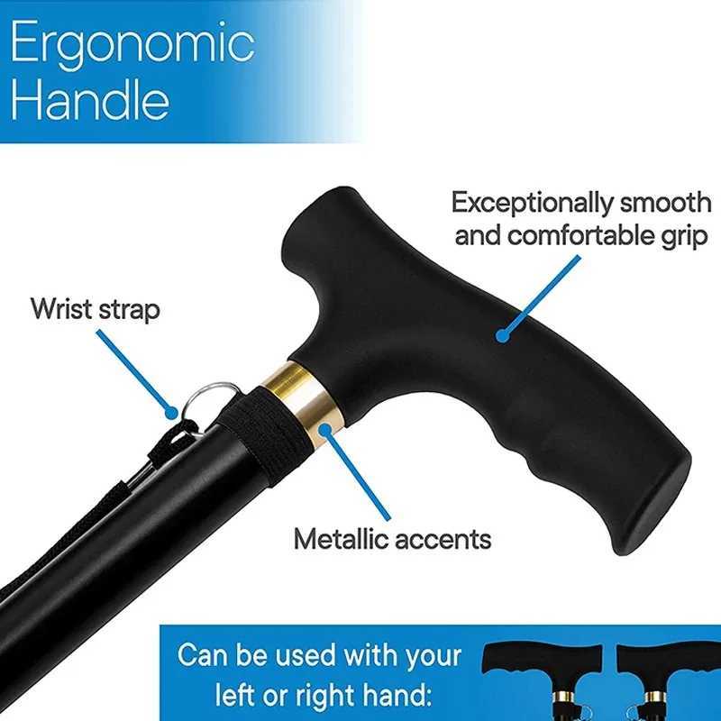 Multifunction Walking Stick Trekking Poles Telescopic Fold Crutches Hiking Stick Crutch Elderly Metal Stick Walking Cane Outdoor G251220