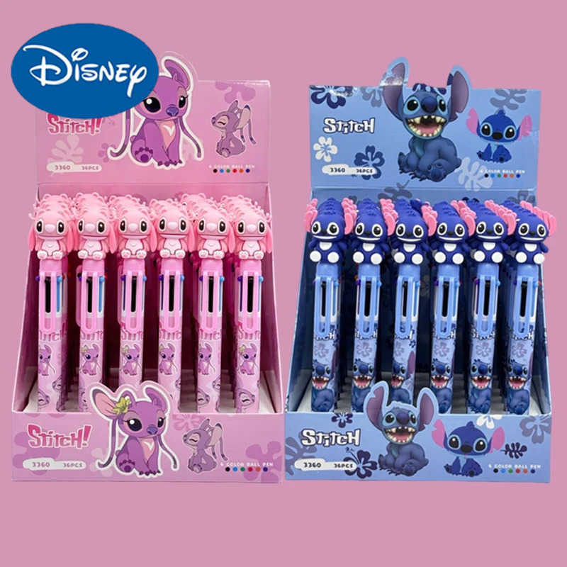 Disney Stitch Ballpoint Pen 36Pcs 6 Color Cartoon Pen 07mm Student Cute Writing Tools School Office Supplies Ballpoint Pen H2512201