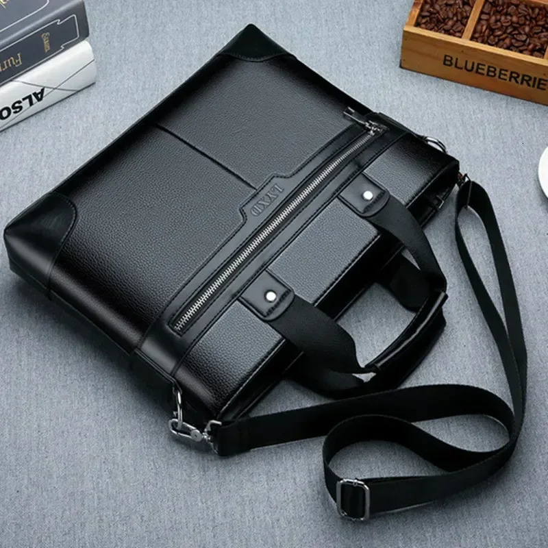 Mens PU Leather Briefcase Waterproof Anti-Theft Laptop Bag for Business Office Travel - Document Organizer Shoulder Bag 251218
