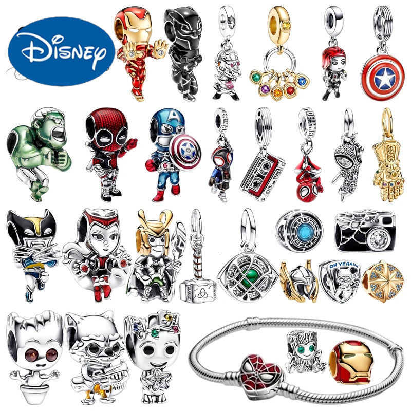 Disney Charms Marvel Spider-Man Iron Man Hulk Scarlet Witch Captain America Beads Fit Original Bracelets DIY Jewelry Gift H251220