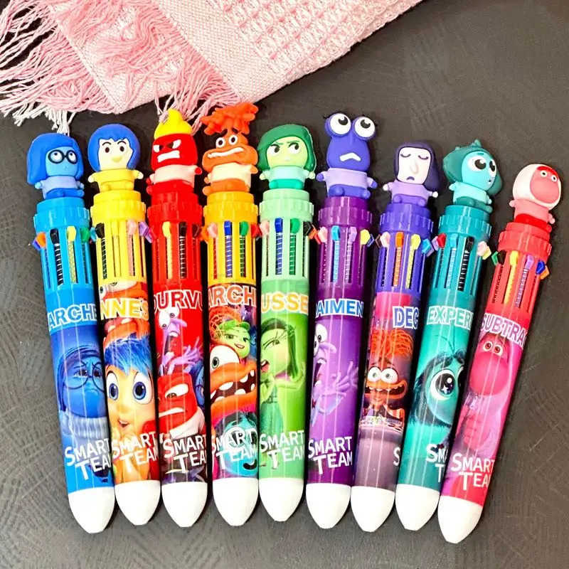 Disney 9/36pcs Inside Out Doll 10 Colors Ballpoint Pen Cartoon Colored Markings Multifunctional Student Supplies Stationery Wholesle H251220