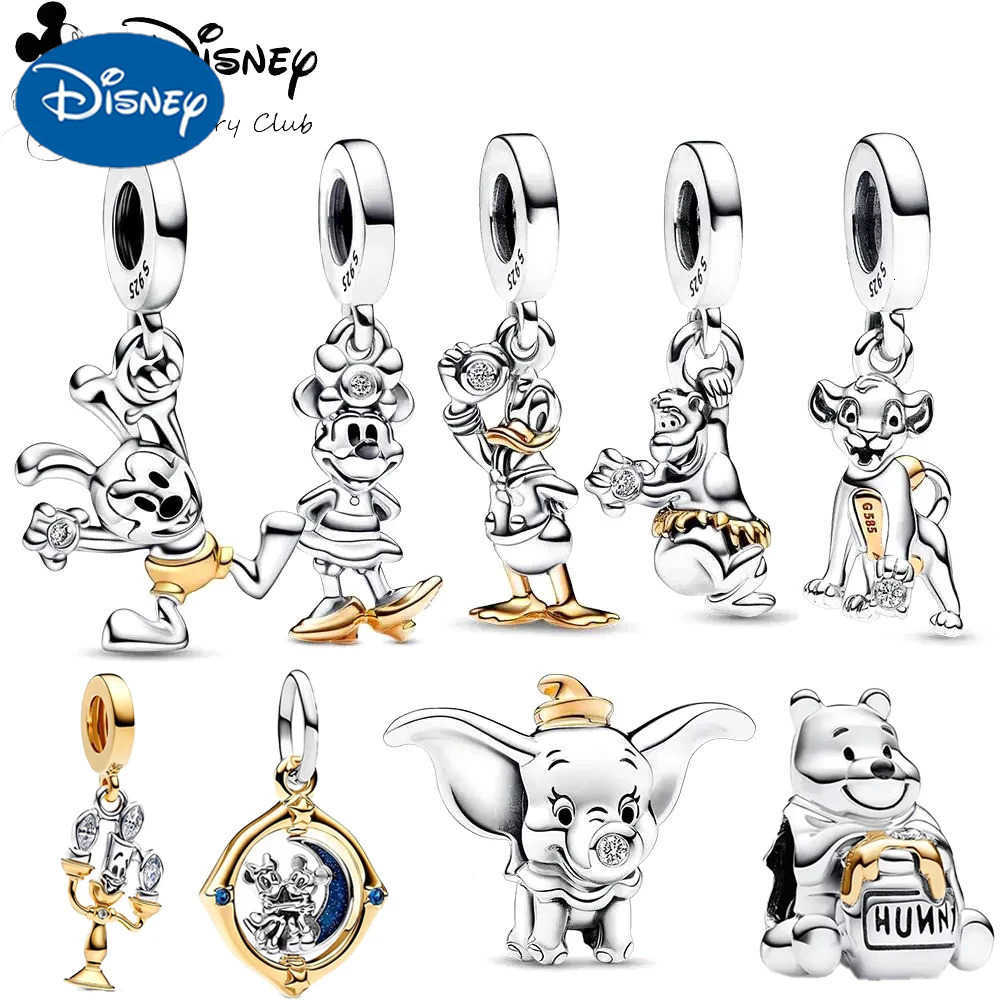 Disney 2026 NEW Fine Making Mickey MouseDonald Duck Dumbo Dangle Charm Bead Fit Original Silver 925 Bracelet DIY Jewelry Gift H251220
