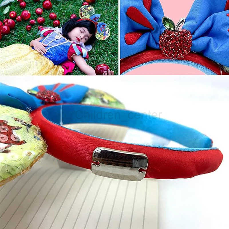 Disney 100 Decades Snow White Sequin Headband Minnie Hair Hoop Adult/Child Cosplay Accessories Mickey Mouse Ear Bambi H2512201